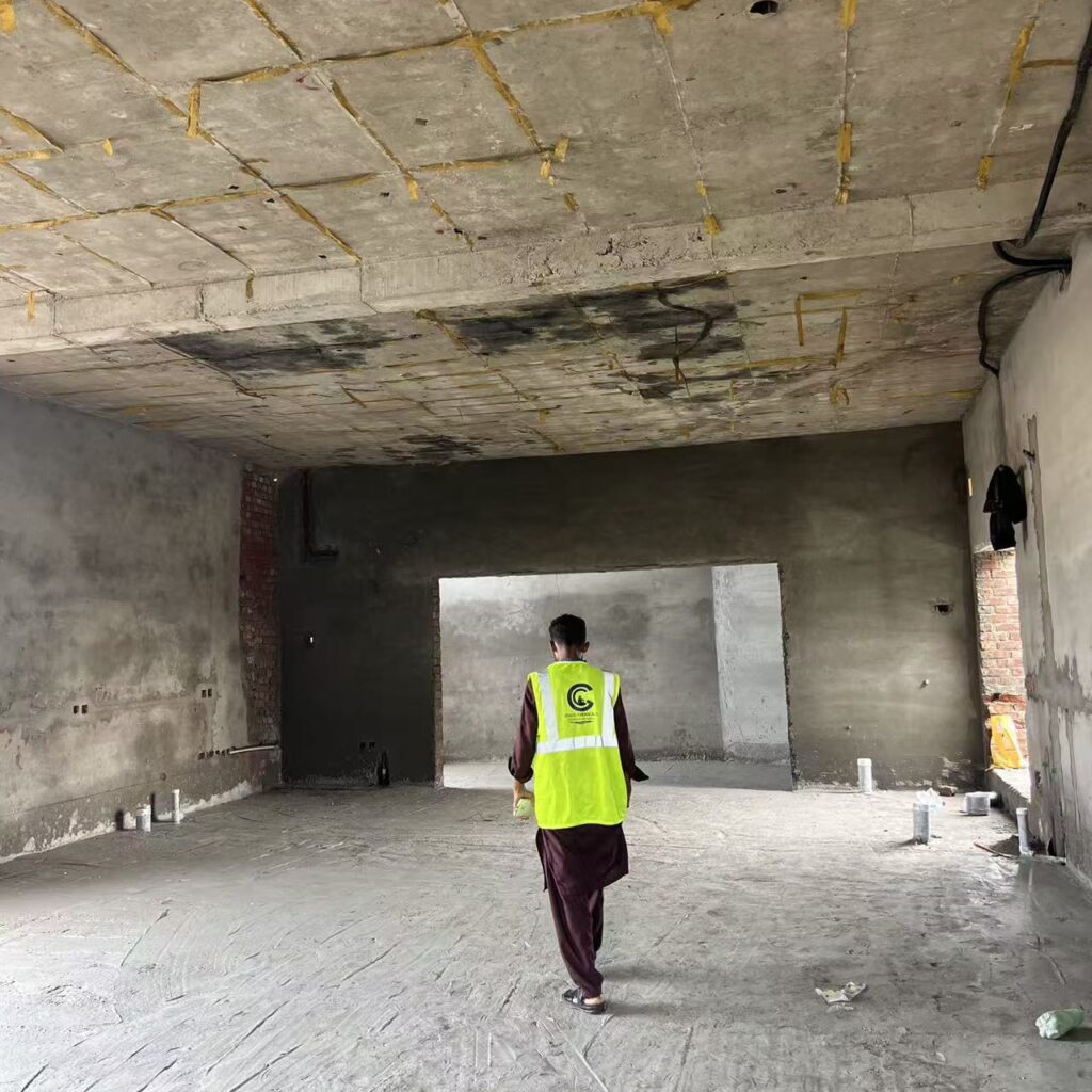 Foam Concrete application on a rooftop in Pakistan