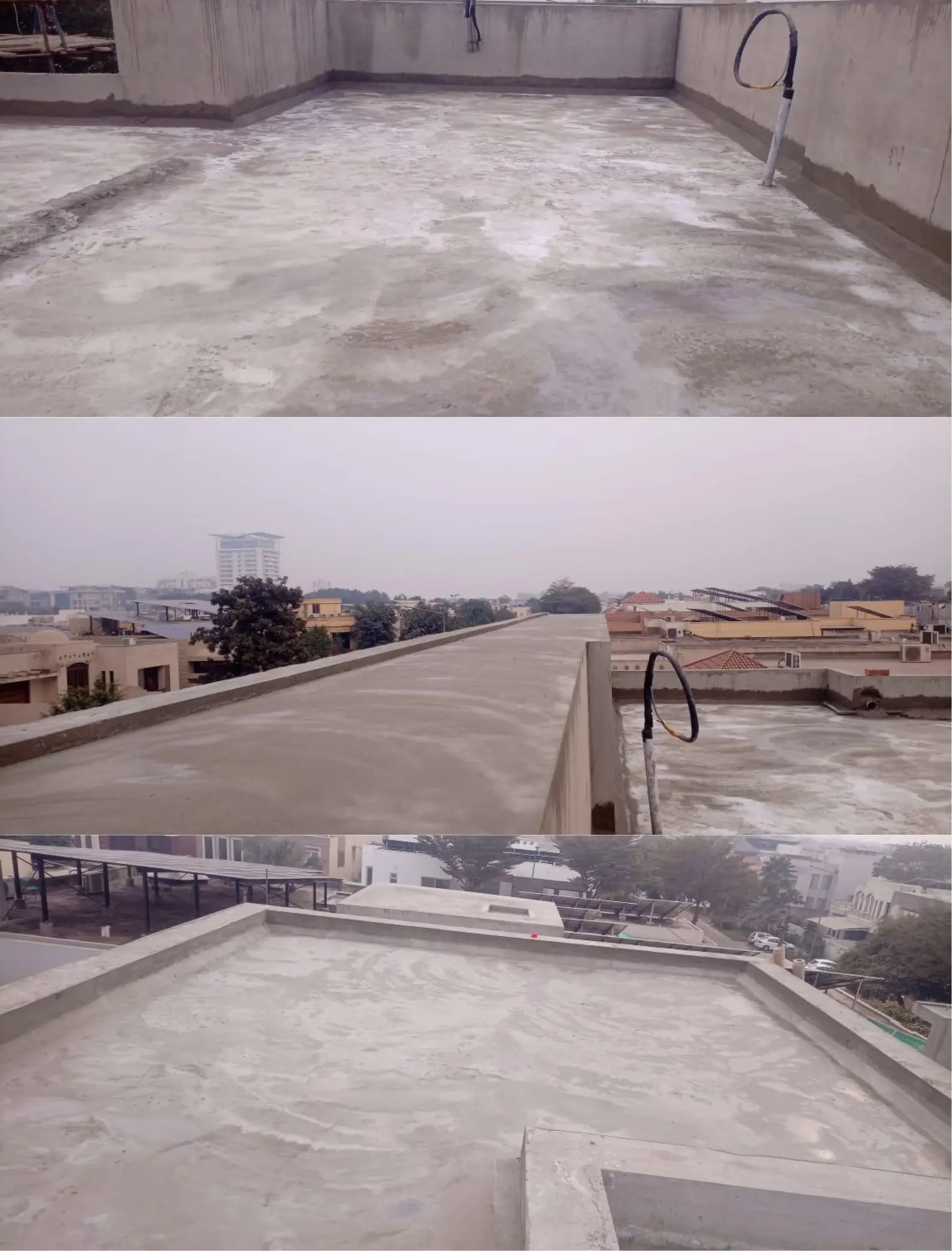 showing the application of waterproofing coatings on roof