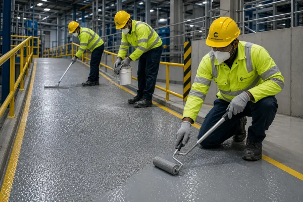 Chemical resistant epoxy flooring application